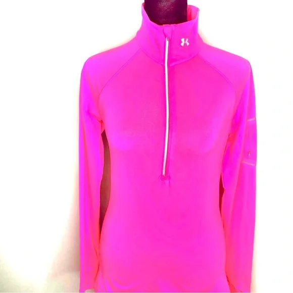 Women’s Pink Under Armour 1/2 Zip Pullover Athletic Top - Picture 2 of 9
